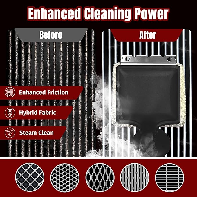 SHINESTAR Grill Brush for Outdoor Grill with 2 Replacement Heads - Cleaning BBQ Grill Brush and Scraper, Grill Brush Bristle Free with Non Metal Bristles, 3-Piece Set for Weber Traeger Grates