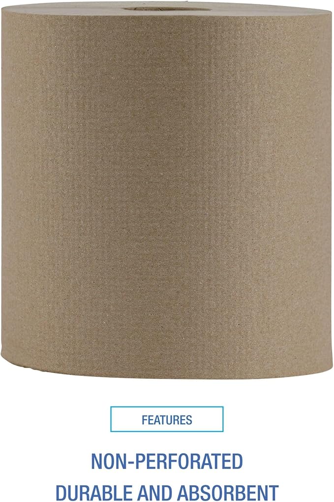 Boardwalk Hardwound Paper Towels, Nonperforated, 1-Ply, 8" x 800 ft, Natural, 6 Rolls/Carton