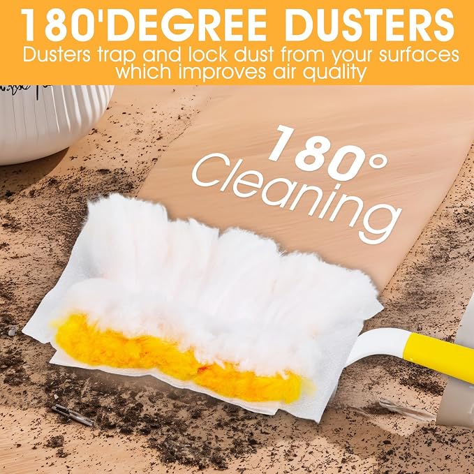 120 Pcs Duster Refills, Electrostatic Disposable Dusters Refills Compatible with Duster, Bulk Heavy Duty Dusters Refill for Blinds Ceiling Fans Furniture Multi-Surface Dusting, Unscented(Orange)