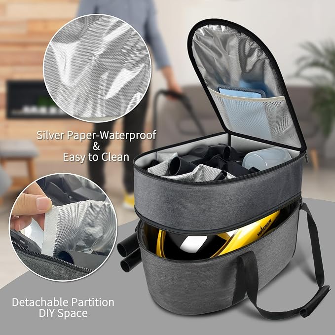Bag for Wagner Spraytech 0282014 905e/915e/925e Portable Steam Cleaner, Foldable Handheld Steamer Storage Case for 18 Accessories Cleaning Brushes, Wallpaper Steam Plate with Pockets-Bag Only