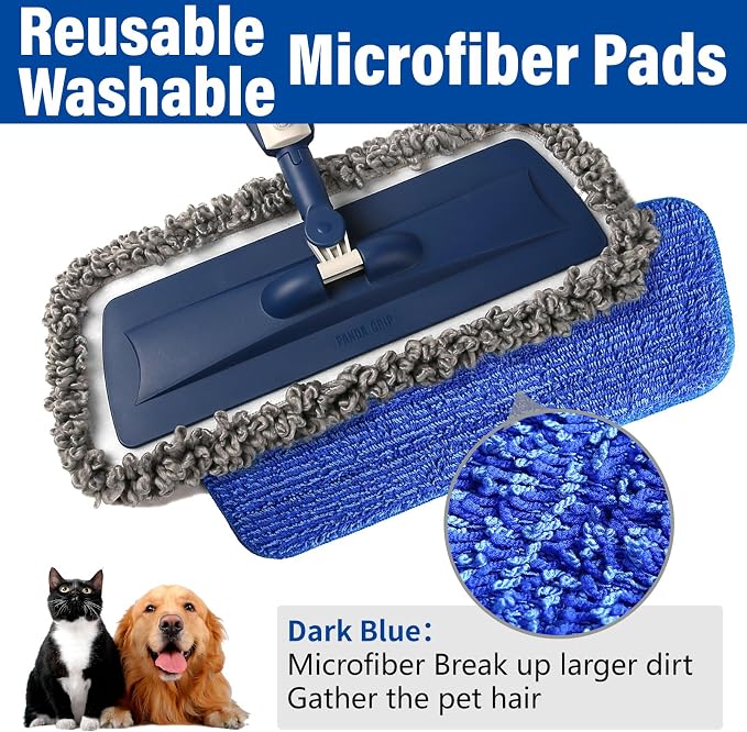 PowerMop Floor Mop with 720 ml Refillable Bottle & 3 Microfiber Pads | Powered wet dry mop for kitchen, wood, hardwood, laminate, ceramic tile floors, with washable pads and refillable bottle