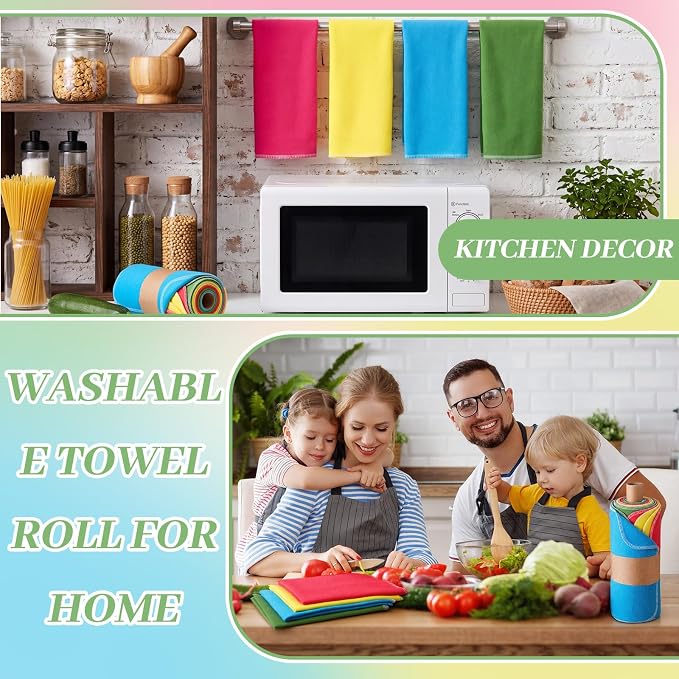 36 Pack Reusable Cleaning Cloths Washable Cotton Kitchen Towels for Home(Bright Style,Multicolored)