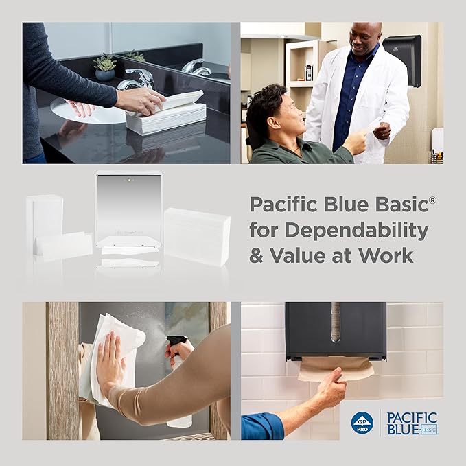 Pacific Blue Basic Multifold Paper Towels by GP PRO (Georgia-Pacific), White, 20204, 250 Towels Per Pack, 16 Packs Per Case, (Case of 16 Packs, 250 per Pack)