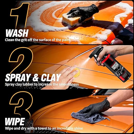 10 Pack Premium Clay Bar Kit - 16oz Synthetic Lubricant, Towels & Gloves - Car Detailing Kit for Cars, SUVs, RVs & Trucks - Removes Contaminants for Glass-Like Shine