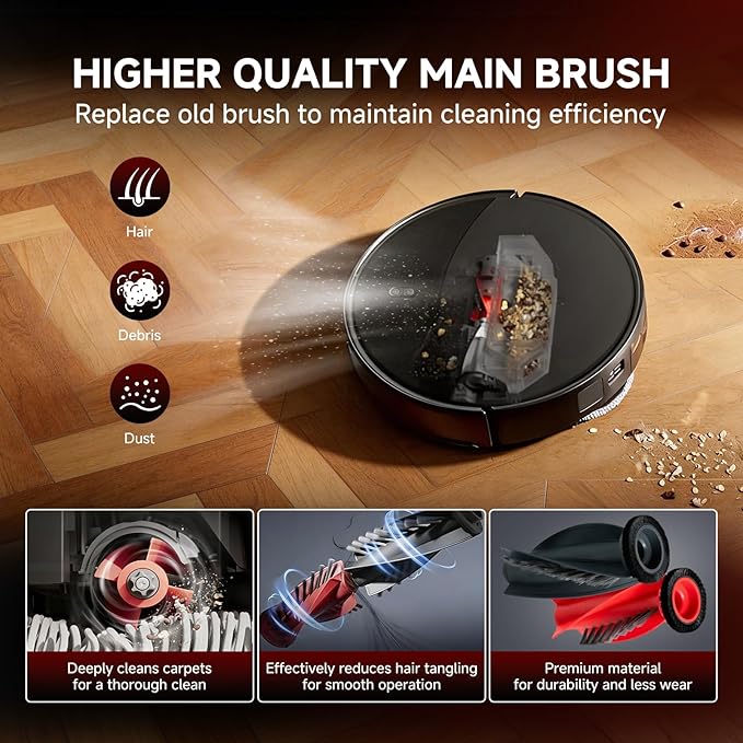 SAROS 20 Accessories for Roborock SAROS 10R/Qrevo CurvX/SAROS 20/Curv 2 Pro /Curv 2 Prox, SAROS 10R Replacement Parts: 2 Roller Brushes, 6 Side Brushes, 8 Mop Pads, 4 HEPA Filters, 6 Dust Bags+Tools
