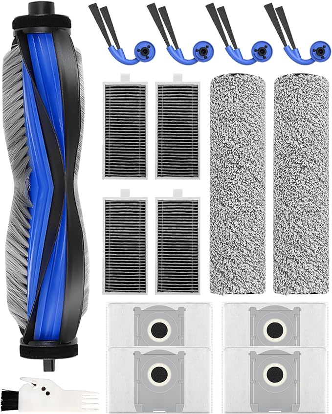 X9 Pro Omni Accessories kit Compatible with ECOVACS DEEBOT T80S Omni/X9 Pro Omni/Yeedi S16 Plus Vacuum, Replacement Parts: 1 Main Brush, 4 Side Brush, 4 Filter, 2 Mop Roller(No X9S PRO/No T80 Omni)