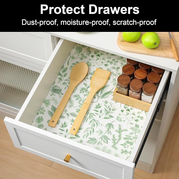 Cooyes Drawer Liner Shelf Liners for Kitchen Cabinets Refrigerator Liners Waterproof Kitchen Cupboard Liner Drawer Mats EVA Material Non Adhesive Fridge Liner for Shelves（17.5" W x 78.7" L）