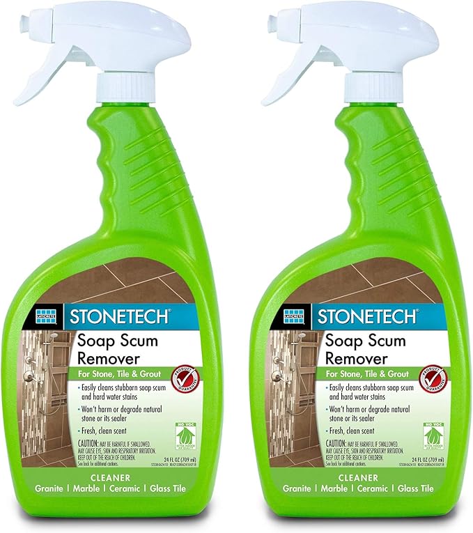StoneTech Soap Scum Remover, Cleaner for Natural Stone, 24-Ounce (.710L) Spray Bottle (2 Quart pack)