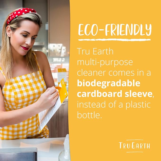 Tru Earth Multi-Surface Cleaner Eco-Strips | All Purpose Cleaner Concentrate for Multi-Use, Fresh Lemon Scent, 16 Strips