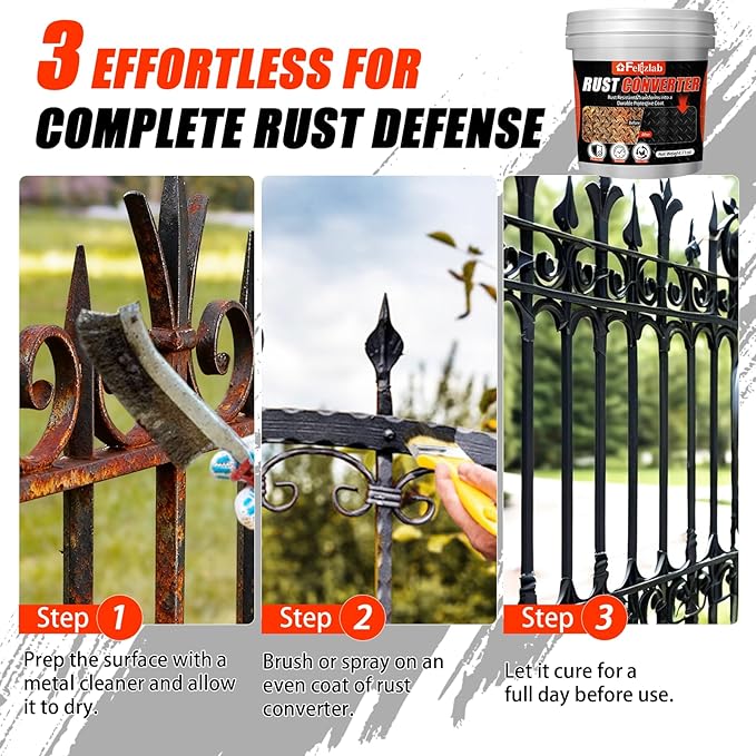2-in-1 Rust Converter & Metal Primer, 71oz Black Rust Paint Inhibitor for Metal, Heat Resistance Car Rust Reformer, Long-Lasting Rust Encapsulator, Anti Rust Conversion Coating