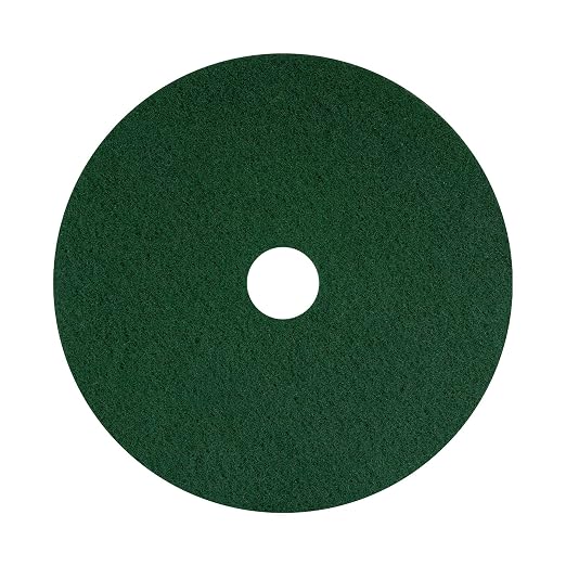 Americo Green Scrub Floor Pad, 19" Diameter, 3.25" Center Hole, 5 Pads/Case, Cleaning Pad for Hard Surfaces, Made of 100% Recycled Content, USA Made