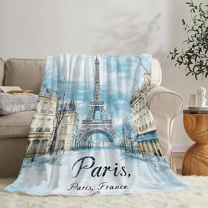 Tijuboni Paris Eiffel Tower Throw Blanket Paris Gifts for Girls Women Boys Men Adults Kids Soft Flannel Fleece Blanket for Couch Sofa Bed Home Decor 40"x50"