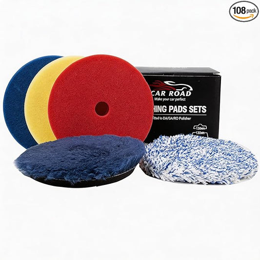 Buffing Polishing Pad, 5Pc 5Inch 130mm Orbital Buffer Polisher Pad Wool Microfiber Buffing Pad car detailing kit, Foam applicator Pad for Compounding, Polishing and Waxing for5''Backing Plate polisher