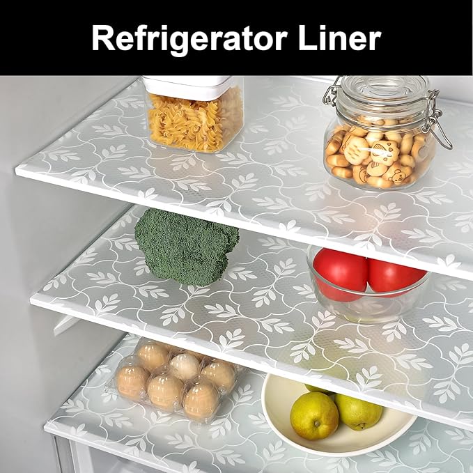 Cooyes Drawer Liner Shelf Liners for Kitchen Cabinets Refrigerator Liners Waterproof & Oil-Proof Kitchen Cupboard Liner Drawer Mats EVA Material Non Adhesive Fridge Liner for Shelves