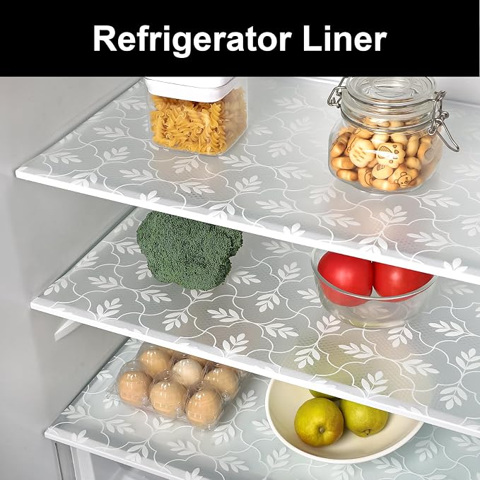 Cooyes Shelf Liners for Kitchen Cabinets Waterproof & Oil-Proof Kitchen Cupboard Mats Non-Slip Drawer Mats EVA Material Non Adhesive Fridge Liner for Shelves（17.5" W x 78.7" L）