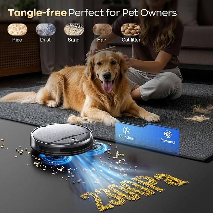 Robot Vacuum and Mop Combo, 2300Pa Strong Suction, 2-in-1 Dust Box and Water Tank, Works with Alexa/Google Assistant, Long Runtime, Schedule, Quiet, Ideal for Hard Floors, Low-Pile Carpets and Pets