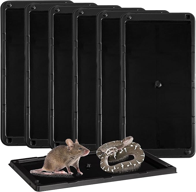 LULUCATCH Mouse Traps 6 Pack, Larger Heavier Glue Traps for Mice, Rat & Snakes, Non-Toxic Sticky Mouse Traps Indoor for Home & Kitchen, Easy to Set