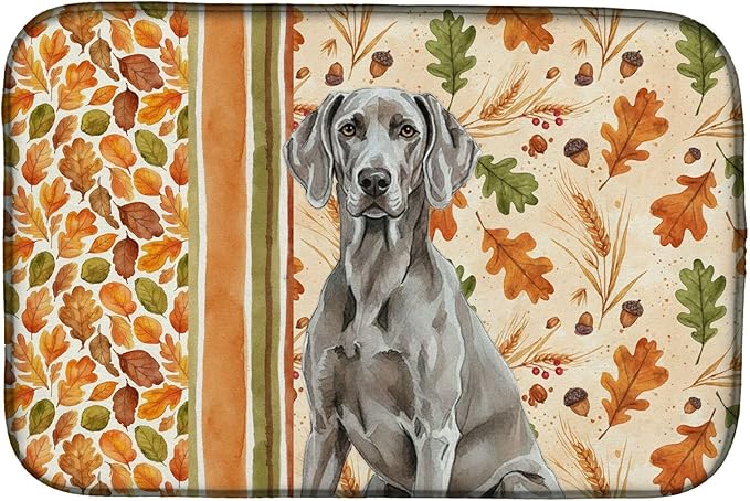 Caroline's Treasures Weimaraner Heirloom Fall Dish Drying Mat Absorbent Dish Drying Mat Pad for Kitchen Counter Dish Drainer Mat for Countertop, 14 x 21", Multicolor