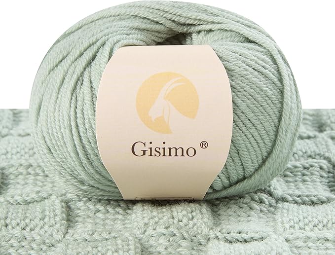 100% Merino Wool Yarn, 6-Ply Luxurious and Soft Yarn for Hand Knitting & Crocheting, 1.76 OZ/50g, 127 yds/116 Meters(Ocean Green, 1 Ball)