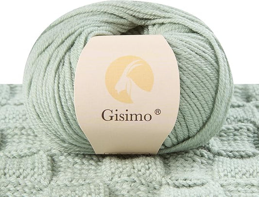 100% Merino Wool Yarn, 6-Ply Luxurious and Soft Yarn for Hand Knitting & Crocheting, 1.76 OZ/50g, 127 yds/116 Meters(Ocean Green, 1 Ball)