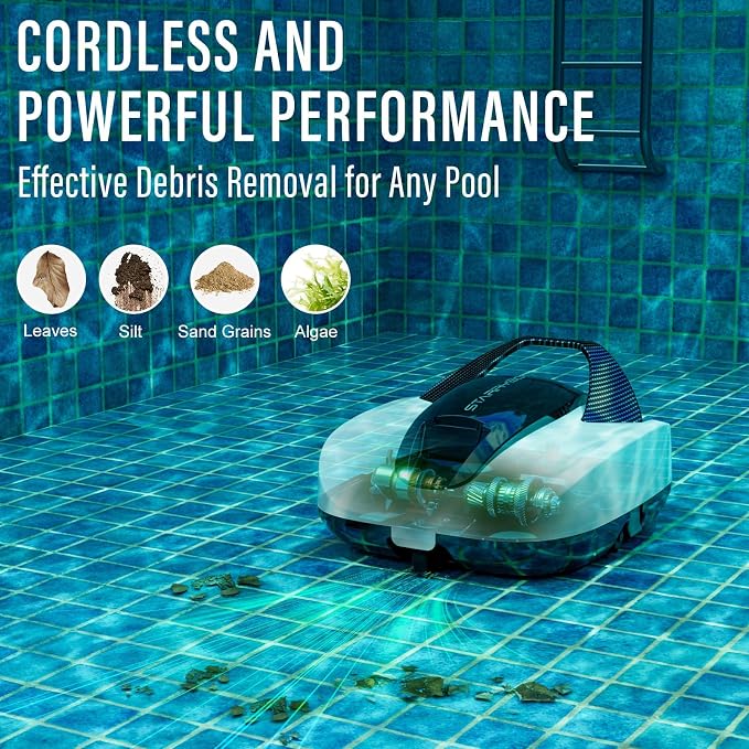 Starrybot Cordless Robotic Pool Cleaner, Portable Swimming Robotic Pool Vacuum Self-Parking Technology,150Mins Runtime,Pool up to 900 Sq.Ft, Ideal for Above-Ground Pools(PC01B05)