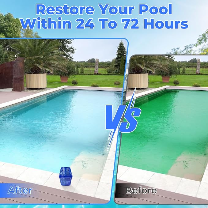 Pool Cartridge for 7.5k-20k Gallons Swimming Pools, Typically Completes Transformation Within 24–72 Hours, Lasts up to 6 Months, Blue