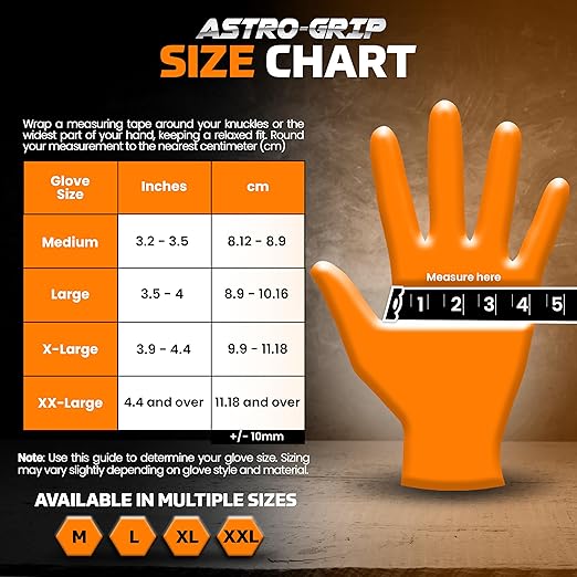 SAS Safety 66575 Nitrile Astro Grip Powder-Free Disposable Glove, XX-Large (Pack of 1000), Orange