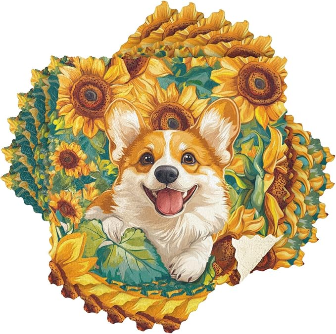 Yellow Sunflowers and Corgi Dogs Kitchen Towels Dish Cloths Set of 6 Microfiber Cleaning Cloths for Cars Super Absorbent Machine