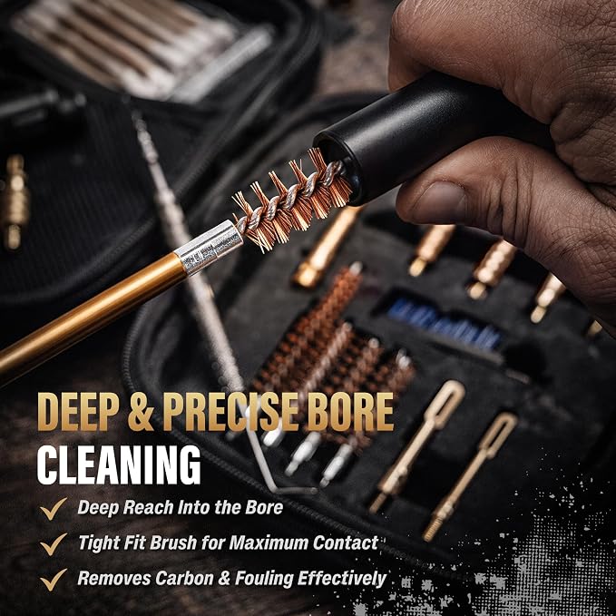 GLORYFIRE Universal Gun Cleaning Kit Fits .22 .357/9mm .38 .40 .45 Cal Handguns & Pistols Compact Carrying Case for Portability Multiple Styles with Brass or Plastic Jags & Tips for Shooting and Range