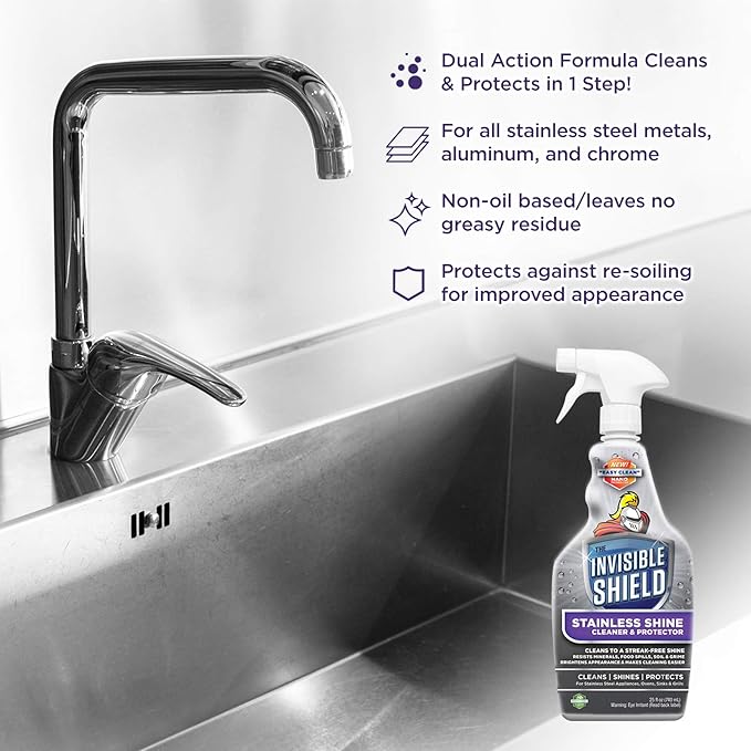 Invisible Shield Stainless Steel Cleaner & Protector with Hydrogen Peroxide - 32 fl. oz by UNELKO- Clean-X 2 pack