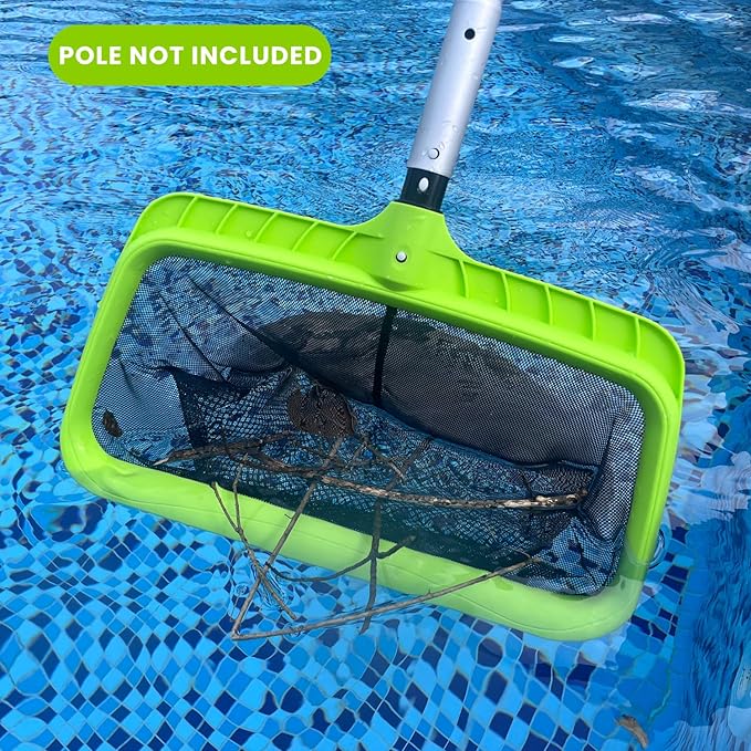Sepetrel Swimming Pool Leaf Skimmer Net,Double-Layer & Reinforced Frame Deep Rake Nets