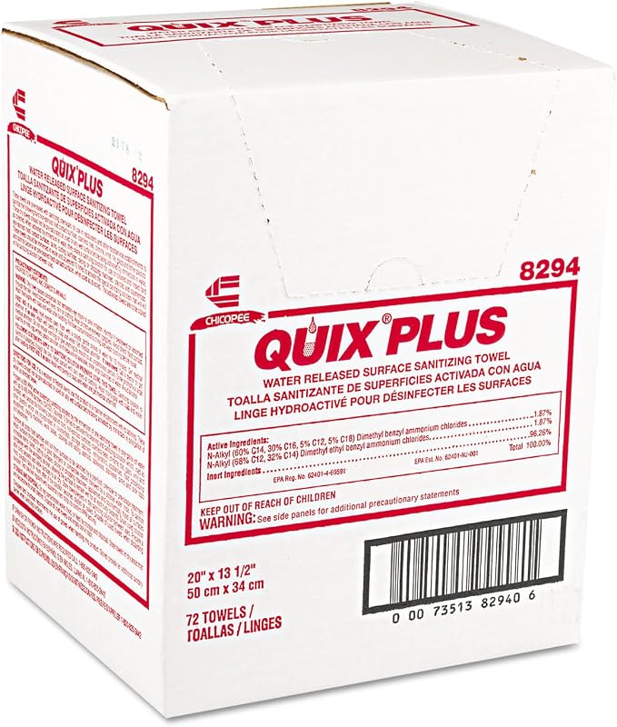 Chix 8294 Quix Plus Disinfecting Towels 13 1/2 x 20 Pink 72/Carton