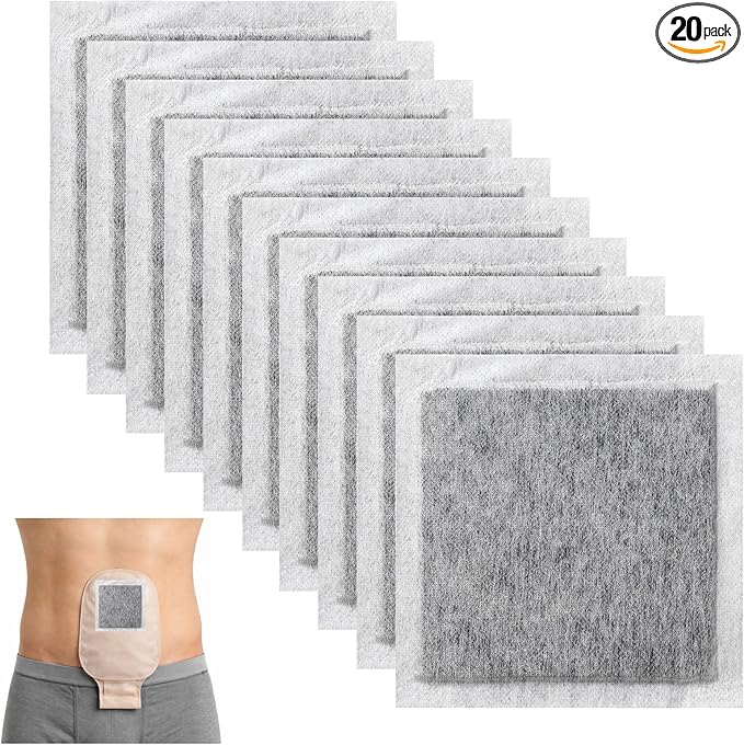 Yinder 20 Pcs Activated Charcoal Absorbent Pads for Infected Wound Odor Adhesive 4" Charcoal Pads for Body Odor, Shoes, Underwear (Square)