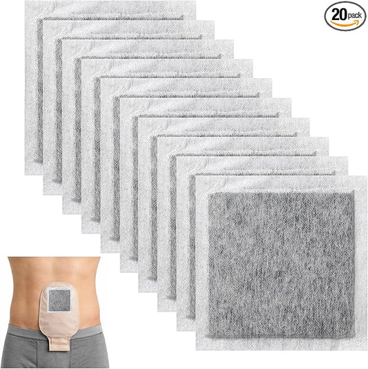 Yinder 20 Pcs Activated Charcoal Absorbent Pads for Infected Wound Odor Adhesive 4" Charcoal Pads for Body Odor, Shoes, Underwear (Square)