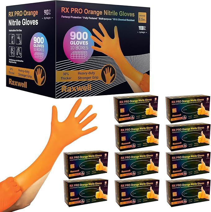 Raxwell Nitrile Disposable Gloves - Puncture-Resistant Work Gloves - Diamond Grip for Food Prep, Cleaning & Cooking