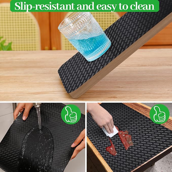 Bloss Refrigerator Liners for Shelves/Refrigerator Shelf Liners/Washable Fridge Liners/Roll Pack Shelf Liner Drawer Liner(Black,18" x 78")