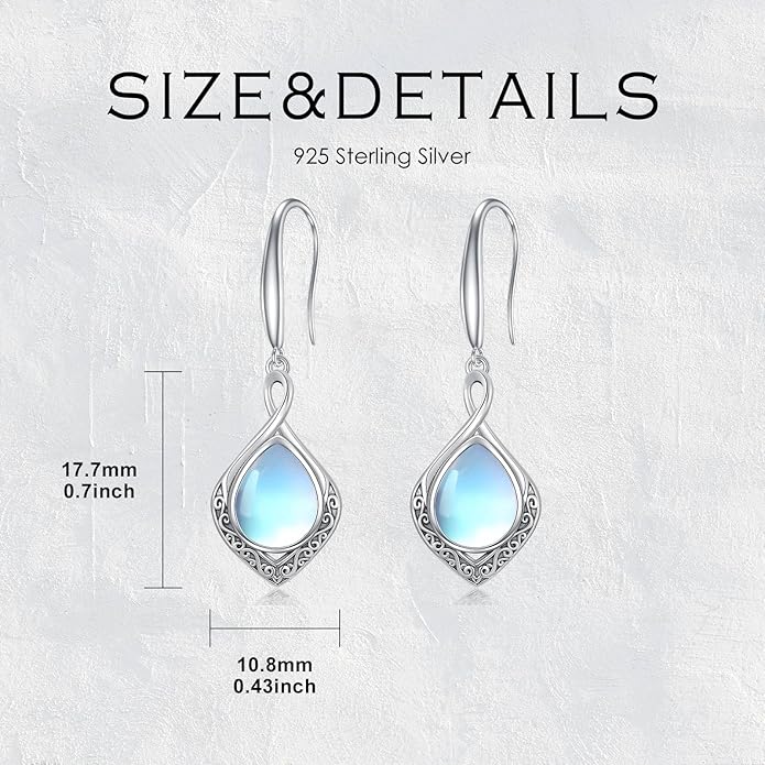 PELOVNY Celtic Knot Filigree Earrings for Women 925 Sterling Silver Moss Agate/Birthstone Infinity Earrings Birthday Christmas Jewelry Gifts for Mom Daughter Wife Sister