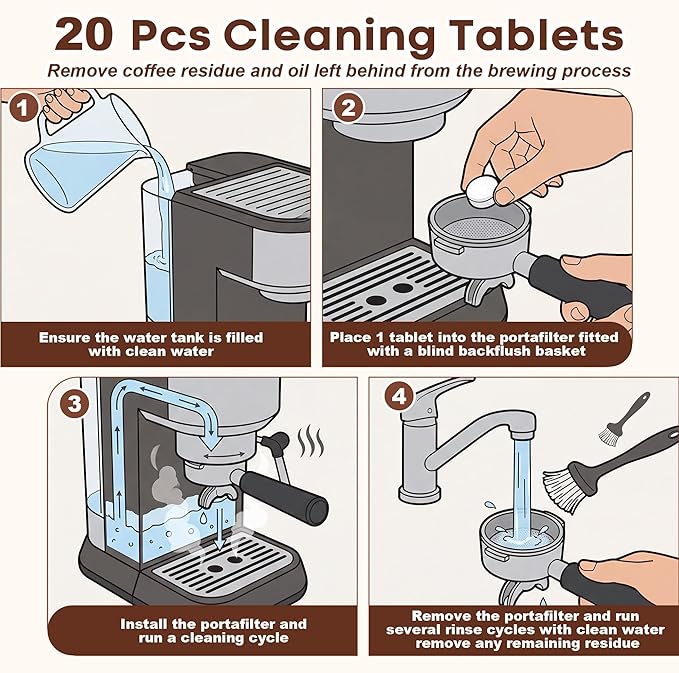 Faccito 35 Pcs Espresso Cleaning Supply Kit Compatible with Ninja Luxe Cafe, Descaler, Coffee Maker Cleaner Tablets and Water Filter, Espresso Accessories for Comprehensive Coffee Machine Maintenance