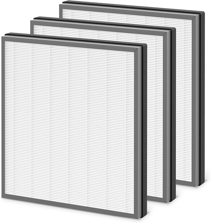 3 Packs HE402 Replacement Filter for Shark HE400 HE401 HE402 HE405 4 Fans Air Cleaner Purifier, 3 Stages Filtration with H13 True HEPA, Activated Carbon Filters And Fine Pre-fillter, Part # HE4FKPET
