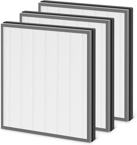 3 Packs HE402 Replacement Filter for Shark HE400 HE401 HE402 HE405 4 Fans Air Cleaner Purifier, 3 Stages Filtration with H13 True HEPA, Activated Carbon Filters And Fine Pre-fillter, Part # HE4FKPET