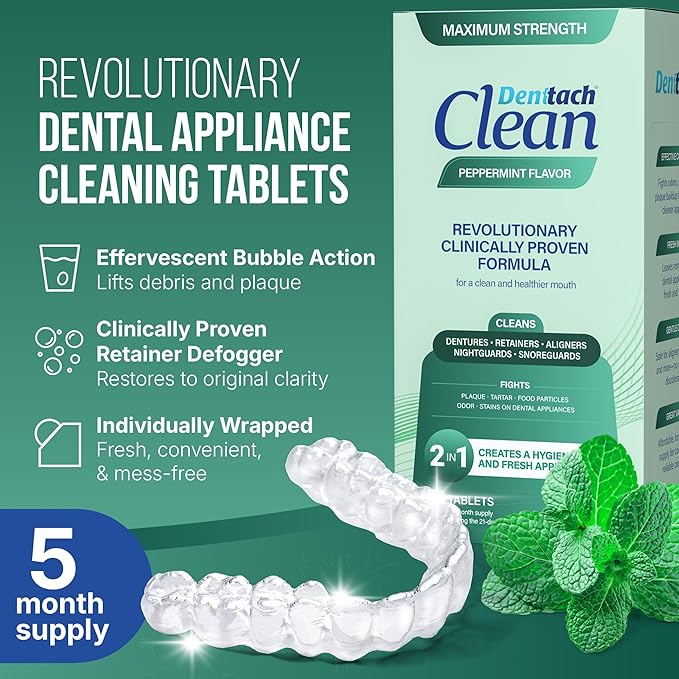 Retainer Cleaner Tablets, Cleaner, Retainer Cleanser and Defogger, Denture Cleaning Tablets, Deep Clean Retainers, Dentures, Aligners, Night Guard, 5 Month Supply