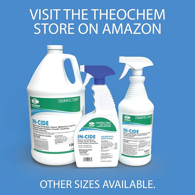 In-Cide Hospital Grade Disinfectant Spray - EPA Registered Cleaner Kills 99.9% MRSA, H1N1- Medical Grade for Home Office Clinic - Fresh Scent - 1 Gallon + 32oz Bundle