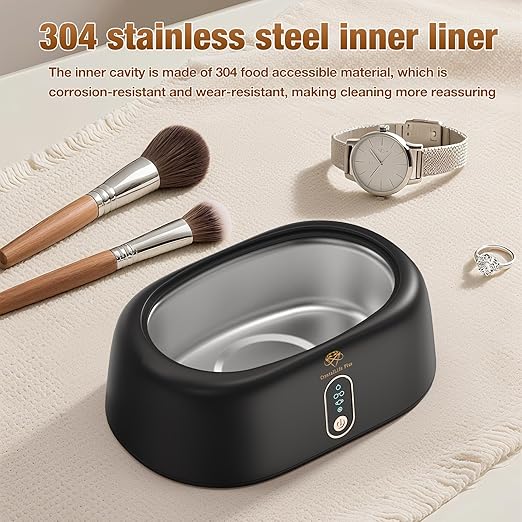 Ultrasonic Cleaner - 45KHz Ultrasonic Cleaner Machine for All Jewelry, Eyeglasses, Watch Straps, Retainer, Dentures. 16oz 304 Stainless Steel Tank with 4 Cleaning Modes, Gift for Wife,Mom,Daughter