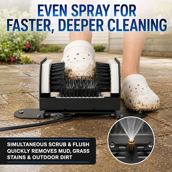 Water Spray Assist Base for JobSite Outdoor Shoe Scraper | Heavy Duty Shoe Scraper Cleaner Brush Accessory, Deep Cleans Mud & Dirt, Ideal for Garden,Farm & Home Use(Brush Not Included)