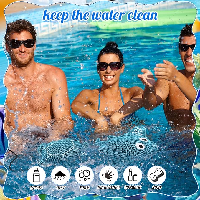 2 Pack Hot Tub Scum Absorber, Reusable Washable Scum Hot Tub Sponge for Spa Pool Cleaner Oil Absorbing Adults, Turtle Devilfish