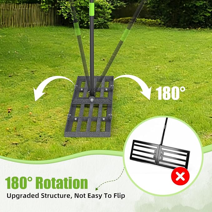 GARDTECH 48x10 Inch Lawn Leveling Rake Heavy Duty Adjustable Handle Yard Tool – Reinforced Steel Landscape Rake for Lawn Leveling, Soil Grading, Golf Course & Backyard Care
