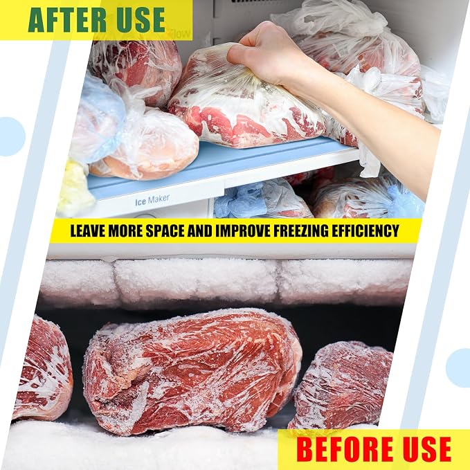 Blushtier 4 Pcs No Frost Anti Ice Freezer Mat Refrigerator Liners Washable Refrigerator Mats Blue Fridge Mats Fridge Accessories for Refrigerator Deep Freezer(18.1 x 9.8 Inch)