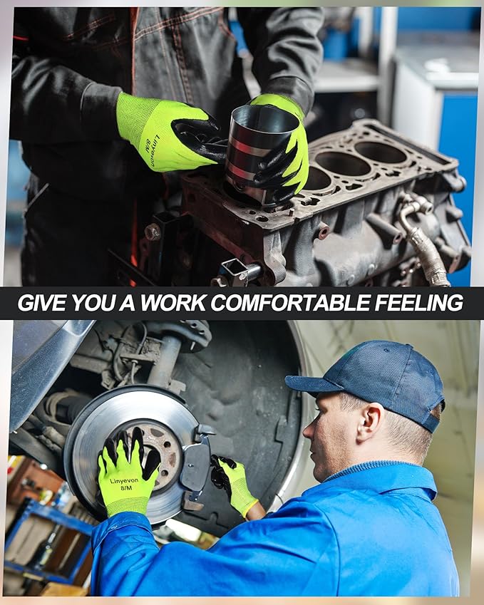 Maxcheck PU Coated Gloves Bulk, Reusable Rubber Safety Gloves for Men Women Work Warehouse, Mechanic, Woodworking