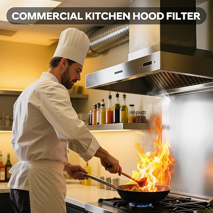 GarveeTech Hood Filters 19.5W x 15.5H Inch, 430 Stainless Steel, Commercial Kitchen Range Hood Baffle Grease Filter, 4 Groove, for Restaurant Exhaust Hood Systems, Easy to Clean (5 Pack)