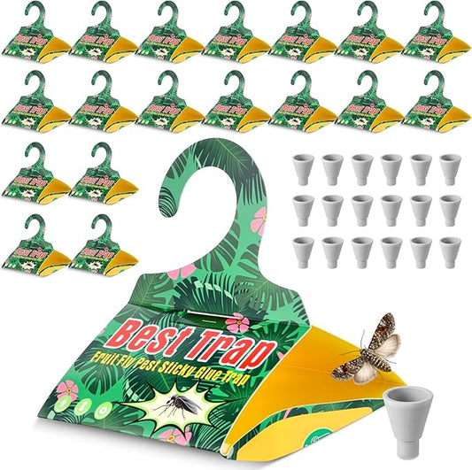 18 Pack Codling Moth Traps for Apple Trees with Pheromone Lures – Triangular Hanging Sticky for Apple Trees, Includes 18 Traps & 18 Lures, for Orchard & Garden Use